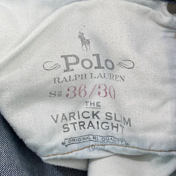 Polo Ralph Lauren Varick Slim Straight Mens Jeans 36 x 30 Blue - Picture 6 of 8